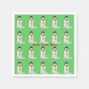 Serviette En Papier photo saisonnière de mignon bonhomme de neige pour