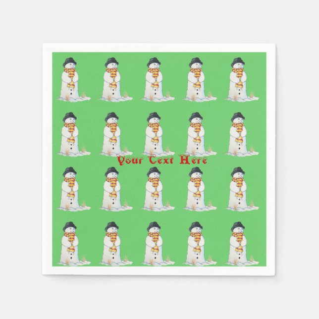 Serviette En Papier photo saisonnière de mignon bonhomme de neige pour (Devant)