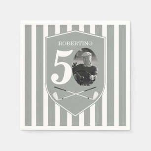 Serviette En Papier Photo Vintage Golfeur Gris Blanc 50e Anniversaire