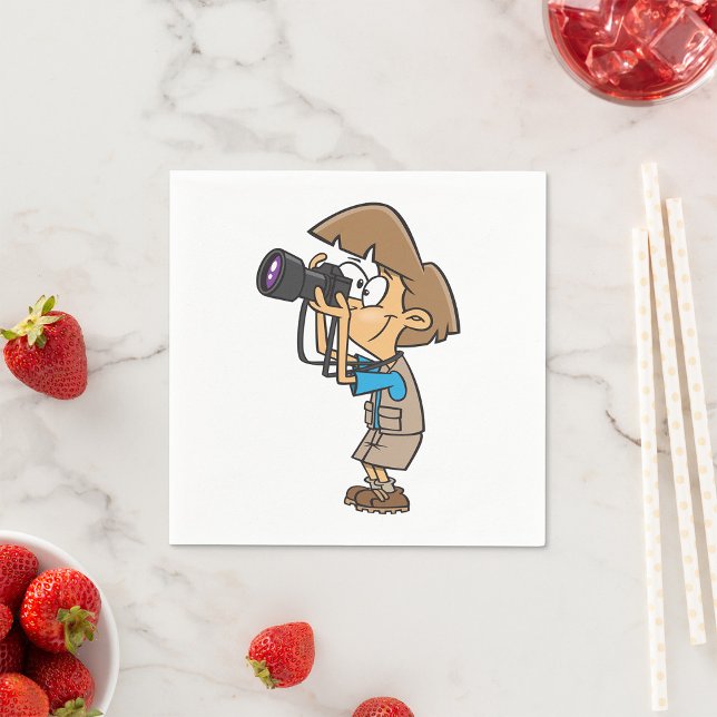 Serviette En Papier Photographe d'aventure garçon avec caméra (Créateur téléchargé)