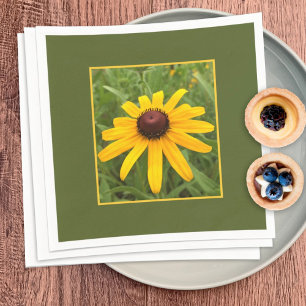 Serviette En Papier Photographie de fleur de Rudbeckia jaune encadrée