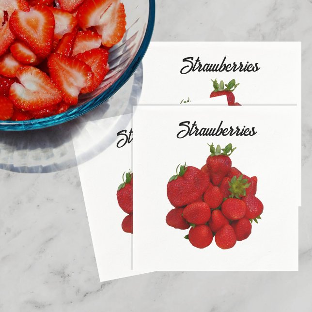 Serviette En Papier Photographie des fraises rouges (Créateur téléchargé)