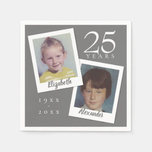 Serviette En Papier Photos d'enfance pour les 25 ans de mariage Argent