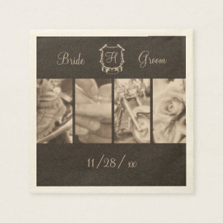 Serviette En Papier Photos Mariage de Sepia Biker Papier personnalisé 