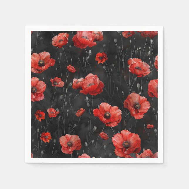 Serviette En Papier Photos rouges en noir (Devant)