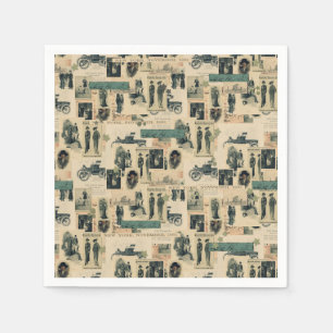 Serviette En Papier Photos vintages Collage du 19e siècle