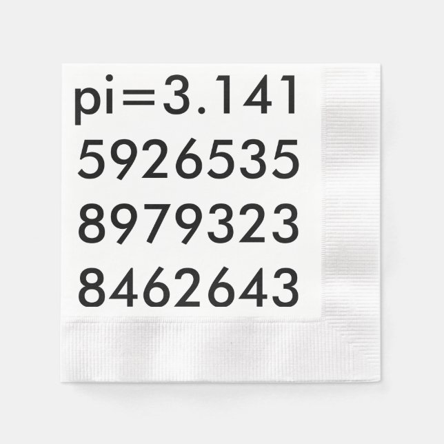 Serviette En Papier pi Chiffres Math Love pi= 3.14159 pi Jour noir bla (Devant)
