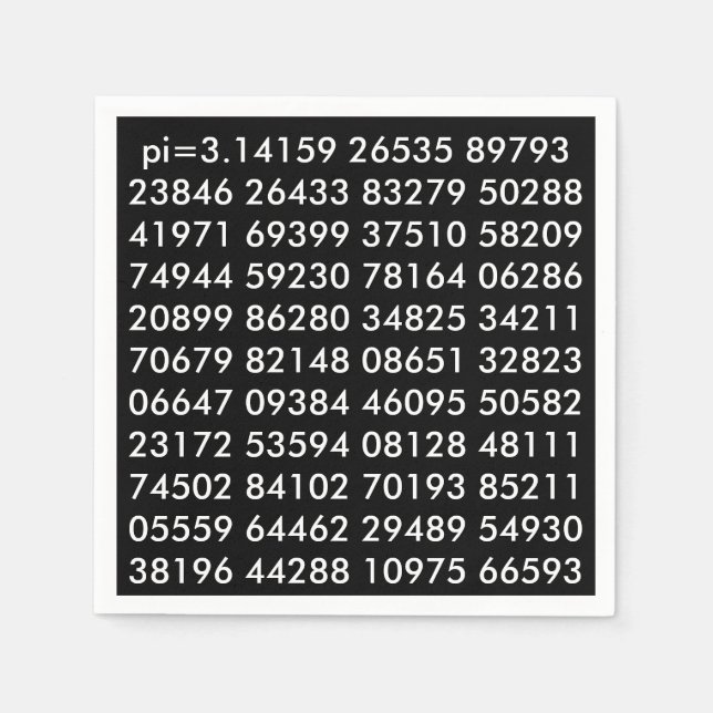 Serviette En Papier pi Chiffres Math Love pi= 3.14159 pi Jour noir bla (Devant)