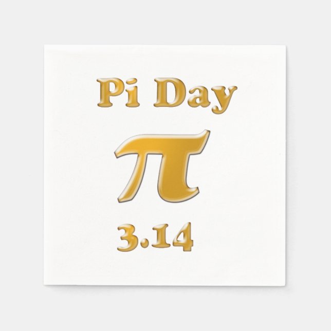 Serviette En Papier Pi Day Gold en blanc (Devant)
