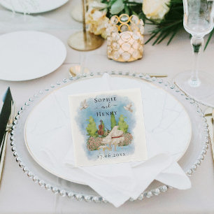 Serviette En Papier Piano élégant  Fleurs violon colombes Mariage Luxe