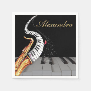 Serviette En Papier Piano Saxophone Personnalisé De Luxe