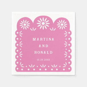 SERVIETTE EN PAPIER PICADO DE PÂLE MEXICAINE ROSE