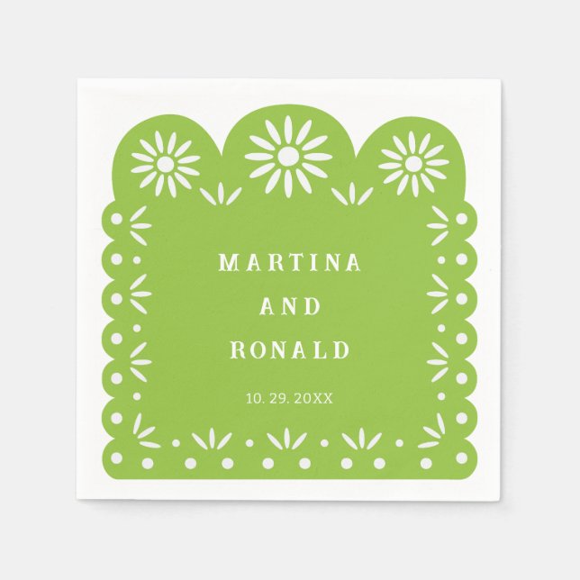 SERVIETTE EN PAPIER PICADO DE PEAU MEXICAIN VERT (Devant)