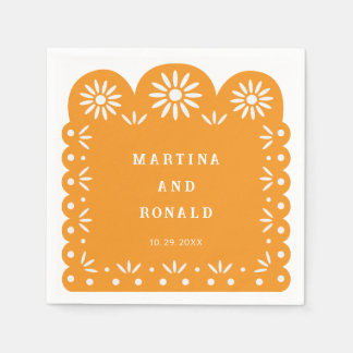 SERVIETTE EN PAPIER PICADO JAUNE DE PEAU MEXICAIN