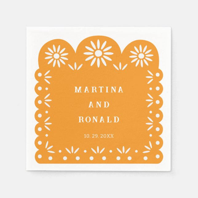 SERVIETTE EN PAPIER PICADO JAUNE DE PEAU MEXICAIN (Devant)