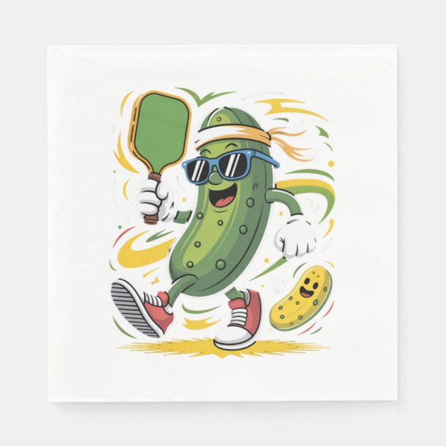 Serviette En Papier Pickle Jouant au Pickleball (Devant)