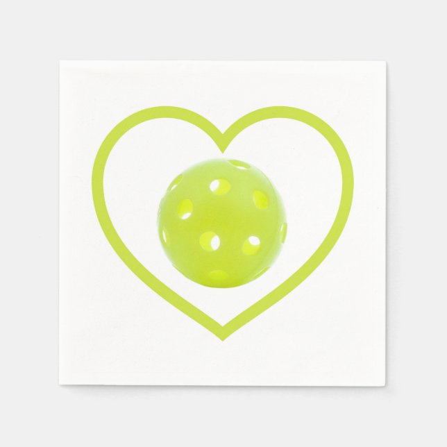 Serviette En Papier pickleball amour boule de cornichon jaune (Devant)