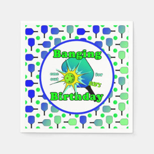 Serviette En Papier Pickleball Anniversaire Bleu Vert Paddle Ball Beng