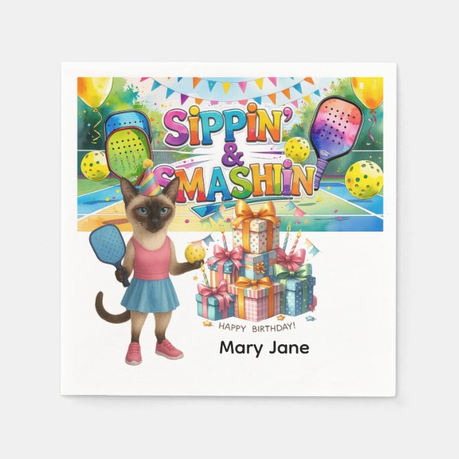 Serviette En Papier Pickleball Anniversaire Fête thème (Devant)