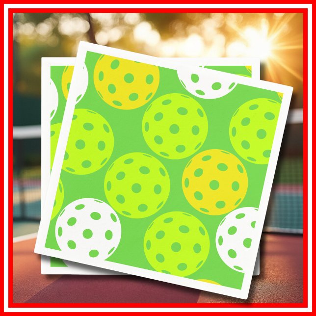 Serviette En Papier Pickleball Anniversaire Soirée Sport Vert (Pickleball Birthday Party Cute Green Sports Napkins)