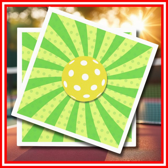 Serviette En Papier Pickleball Anniversaire Vert RETRO Stripes Sports (Pickleball Birthday Green RETRO Stripes Sports Napkins)