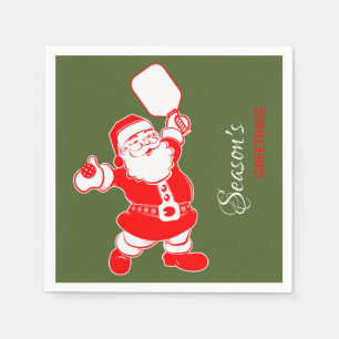 Serviette En Papier Pickleball classique Père Noël Noël vert