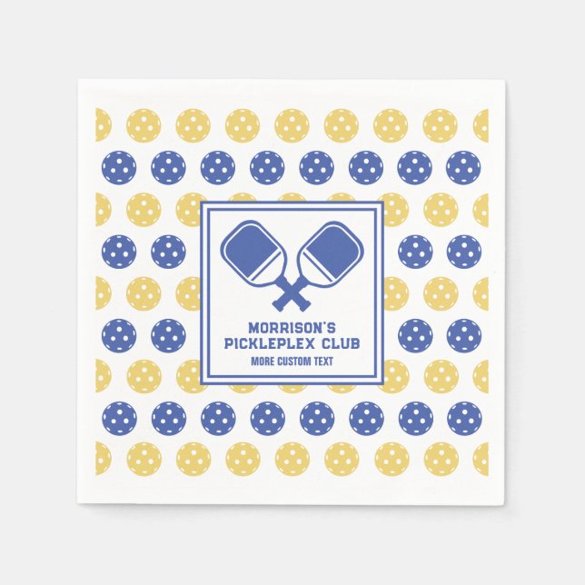 Serviette En Papier Pickleball Club Jardin Pickleball Court Texte pers (Devant)