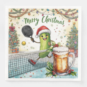 Serviette En Papier Pickleball fête de Noël avec bière