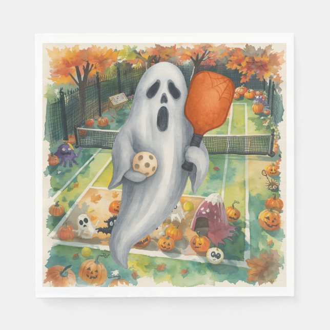 Serviette En Papier Pickleball Halloween Party avec paddle et balle (Devant)
