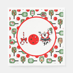 Serviette En Papier Pickleball Joie Noël Party Red Green Paddles