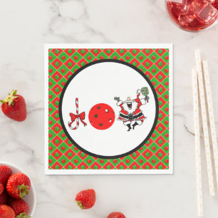 Serviette En Papier Pickleball Joy Fête de Noël Rouge Vert Ornements