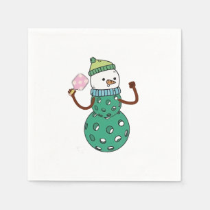 Serviette En Papier Pickleball Snowman Drôle Noël Noël Noël Noël Noël