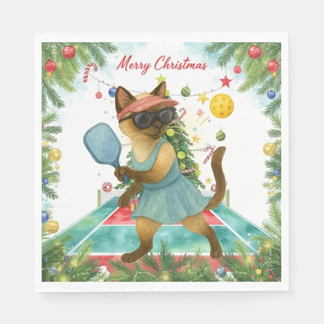 Serviette En Papier Pickleball thème de Noël  (Devant)