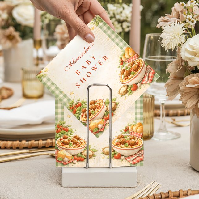 Serviette En Papier Picnic Green Gingham Little Meatball Baby Shower (Créateur téléchargé)