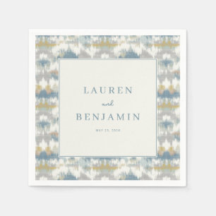 Serviette En Papier Pics Géométriques Gris Bleu Serein