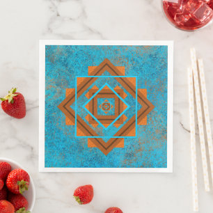 Serviette En Papier Pics Turquoise Géométrique des Montagnes du Sud-Ou