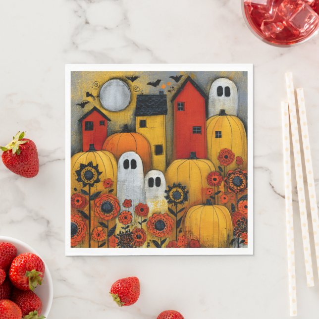 Serviette En Papier Pièce de patchwork fantaisiste d'Halloween d'art f (En situation)