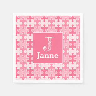 Serviette En Papier Pièces de puzzle rose douce fille Anniversaire