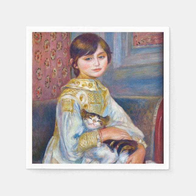 Serviette En Papier Pierre-Auguste Renoir - Enfant avec chat (Devant)
