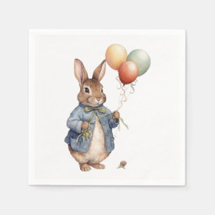 Serviette En Papier Pierre le lapin avec des ballons