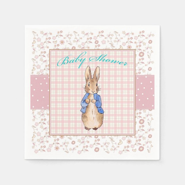 Serviette En Papier Pierre le lapin Baby shower Napkin (Devant)