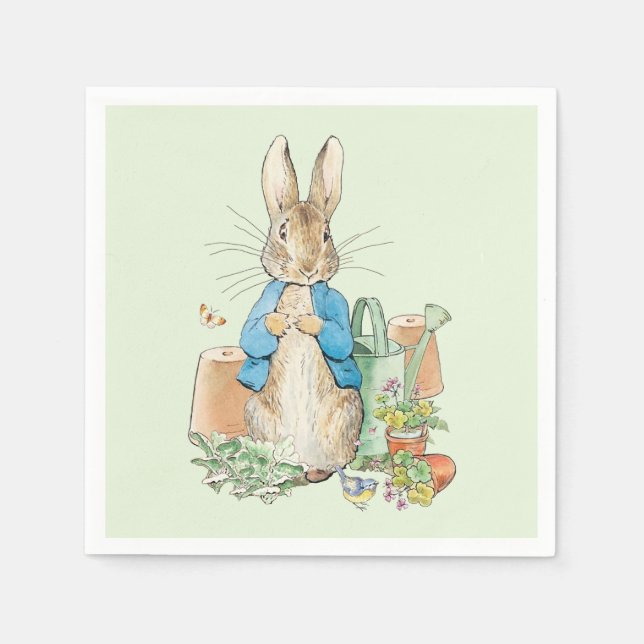 Serviette En Papier Pierre le lapin dans son jardin (Devant)