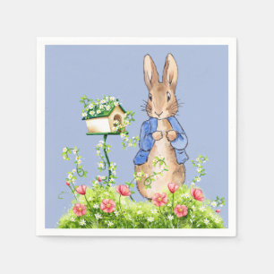 Serviette En Papier Pierre le lapin dans son jardin