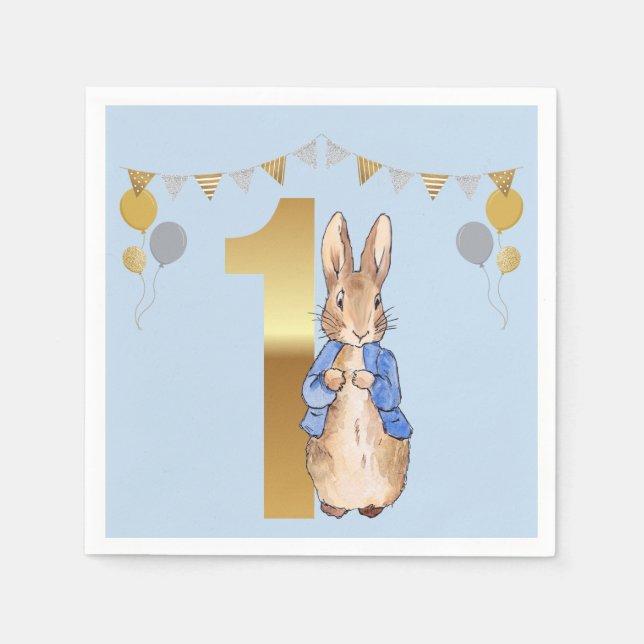 Serviette En Papier Pierre le lapin Premier anniversaire (Devant)