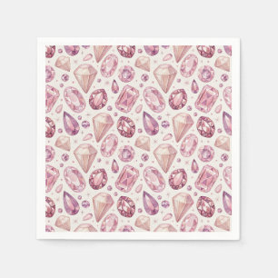 Serviette En Papier Pierres précieuses roses de luxe et bijoux en cris