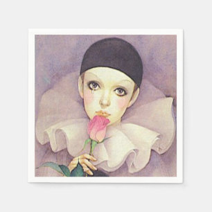 Serviette En Papier Pierrot Cocktail Napkin des années 1980