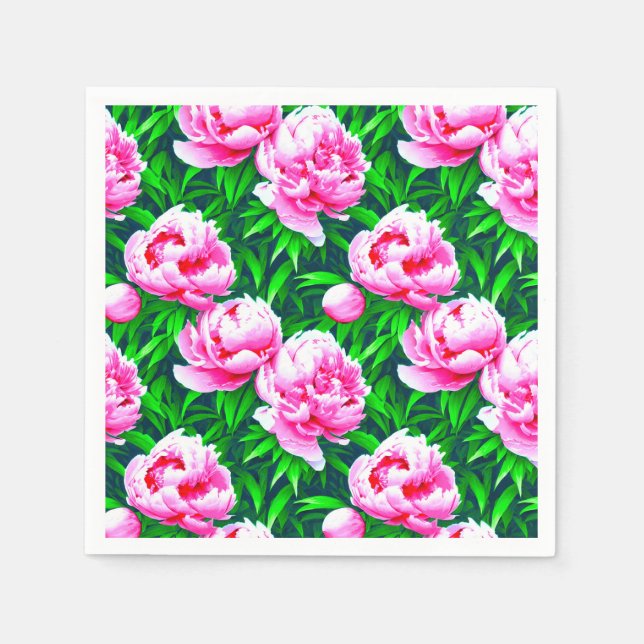 Serviette En Papier Pies roses Jardin Imprimer (Devant)