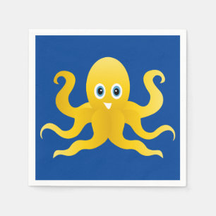 Serviette En Papier Pieuvre jaune amusante