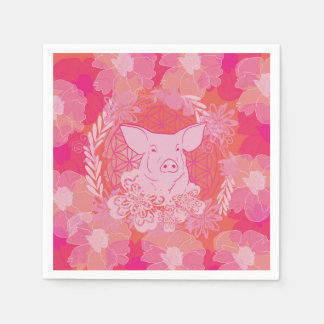 Serviette En Papier pig,flower of life, blue, mandala,zen,chakra,patt