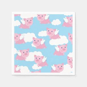 Serviette En Papier Pig volant Cute 1er Anniversaire